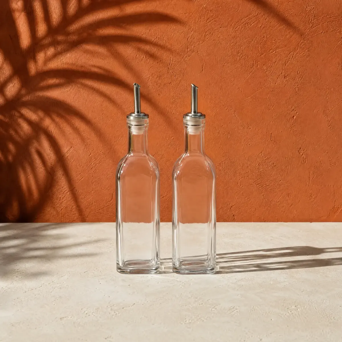 Glass Oil & Vinegar Cruet Set, Clear glass, main view