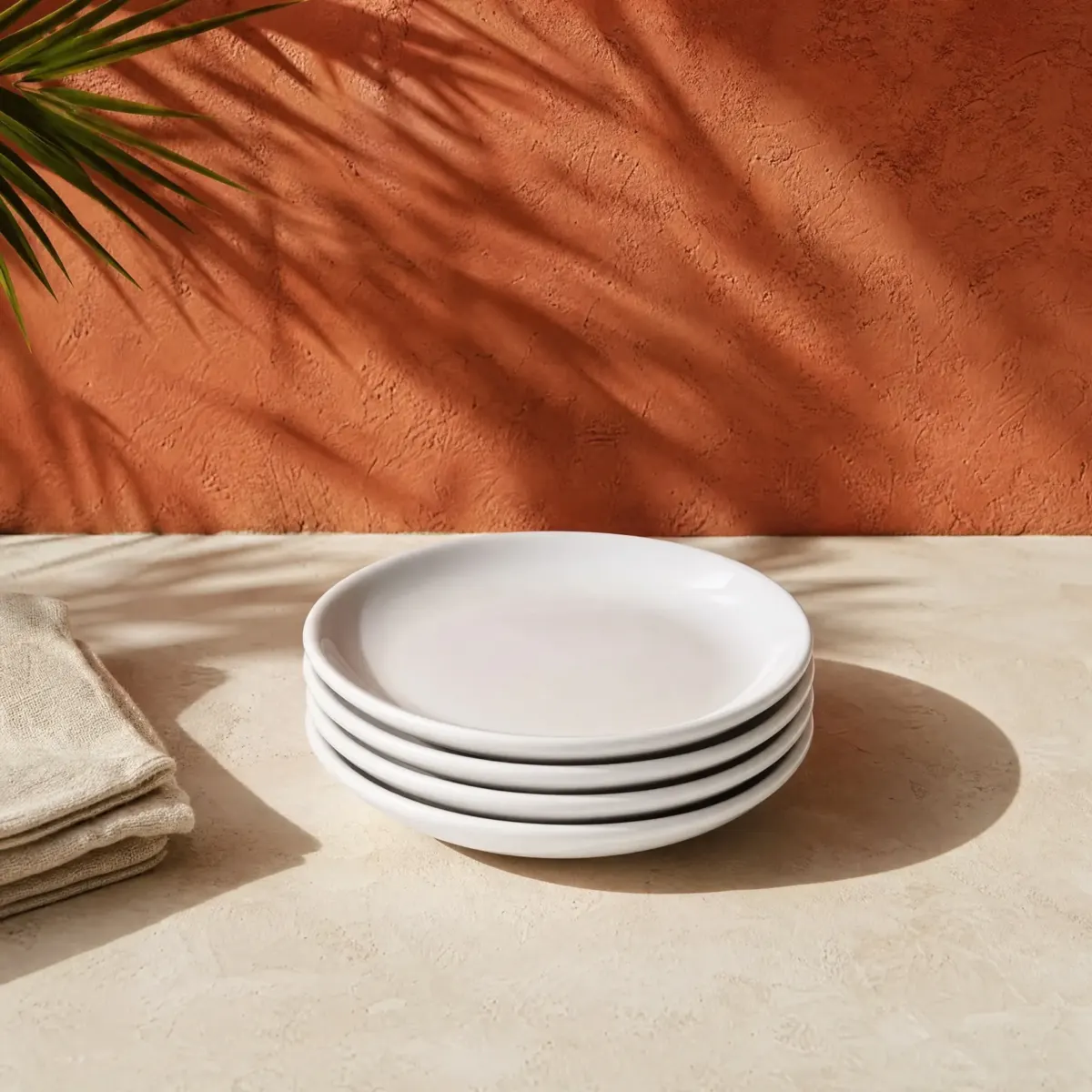 Porcelain Dessert Plate 19 cm, Set of 4, White, main view