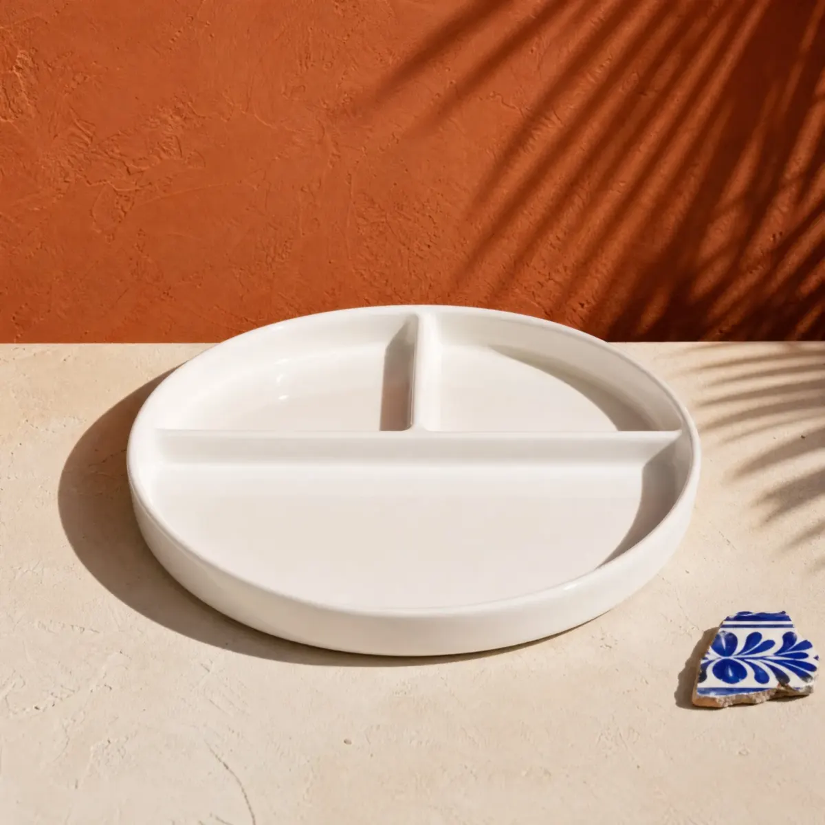 Three-Section Divided Plate 26 cm, White, main view