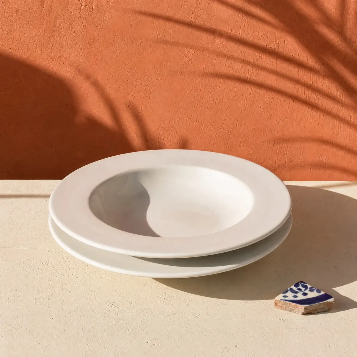 Porcelain Rim Soup Plate 24 cm, Set of 2, White, main view