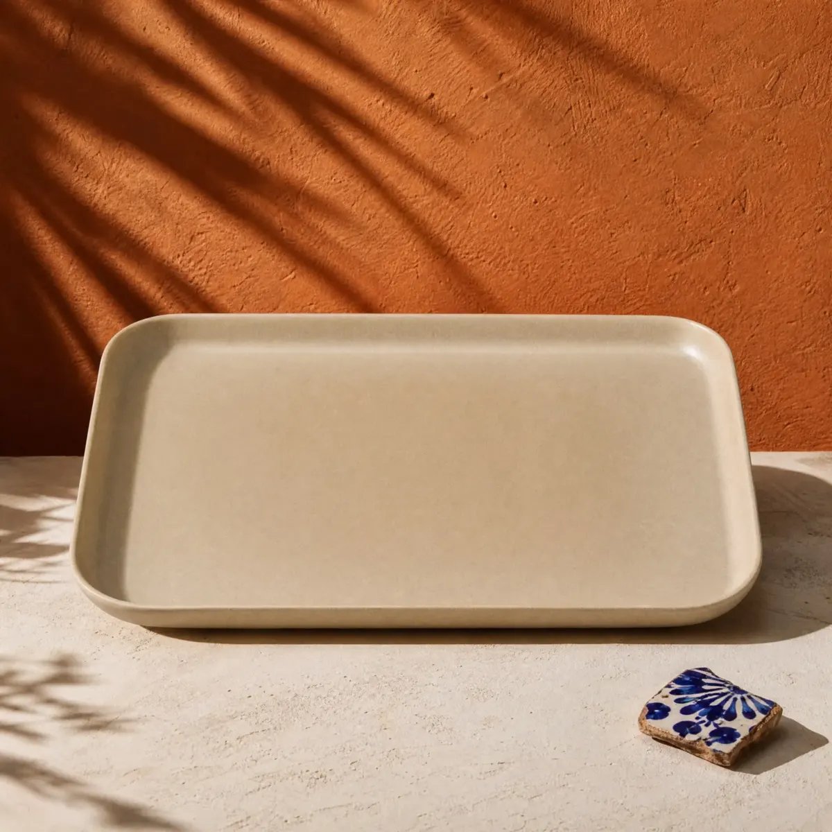 Melamine Rectangular Serving Platter, Sand, Sand, main view