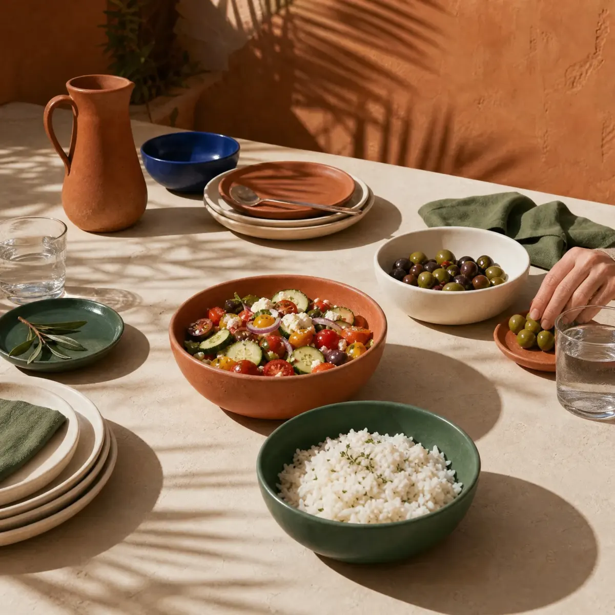 Stoneware Nesting Bowls, Set of 3, Cal, Barro and Nopal, scene view