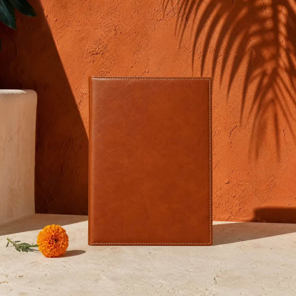 Faux Leather Menu Cover, A4, Cognac, main view