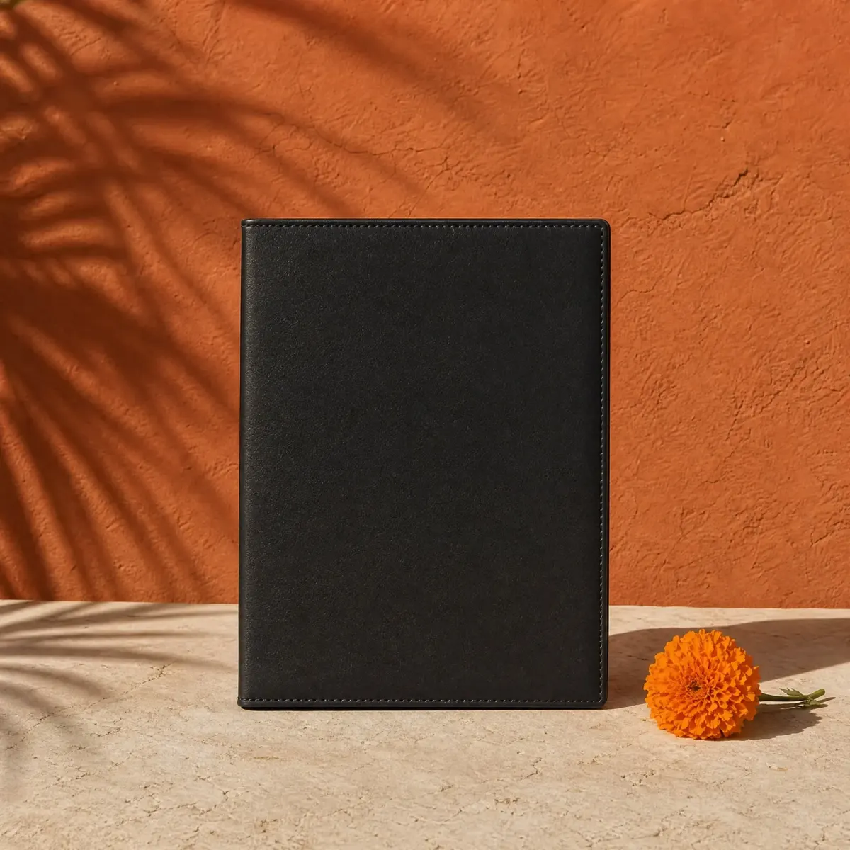 Faux Leather Menu Cover, A5, Black, main view