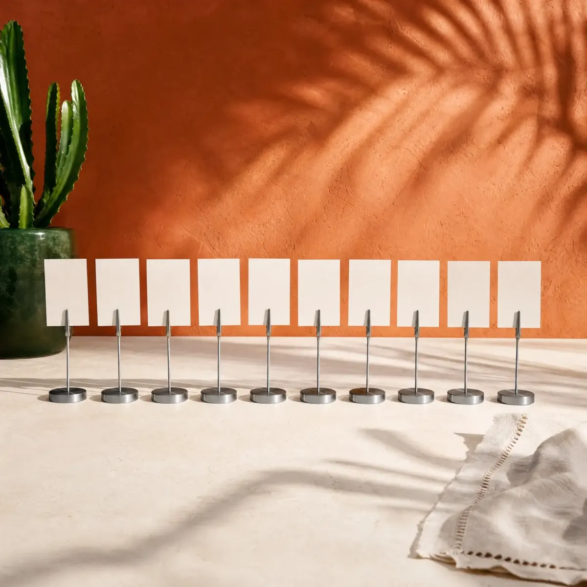 Stainless Table Number Stands, Set of 10, Brushed steel, main view