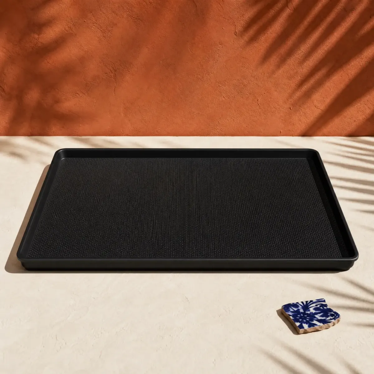 Non-Slip Serving Tray, 35 × 50 cm, Black, main view
