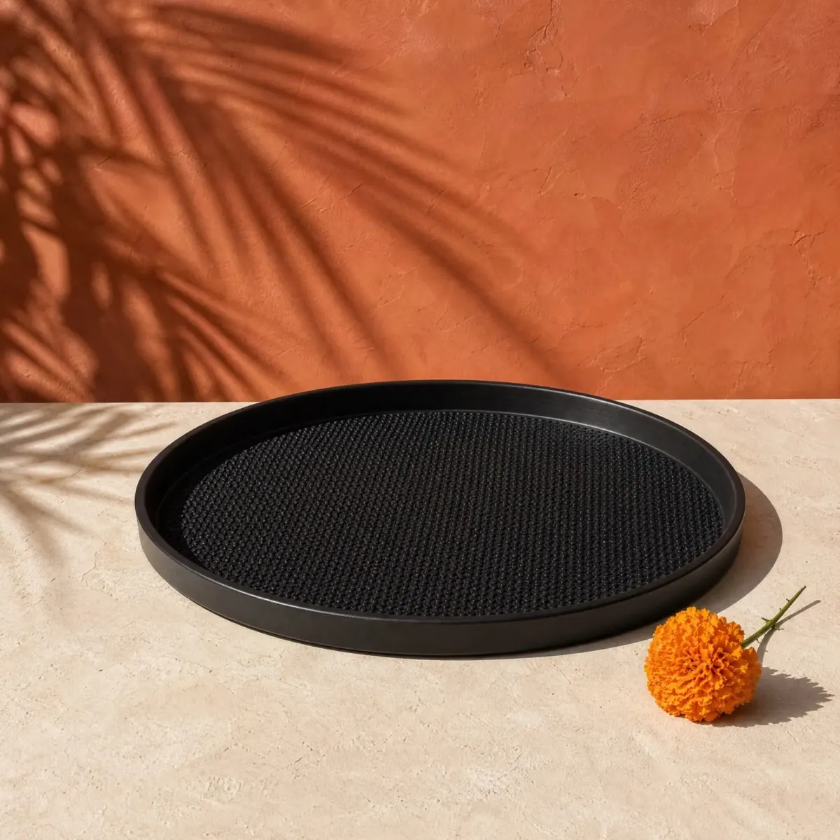 Round Non-Slip Tray, Ø 35 cm, Black, main view