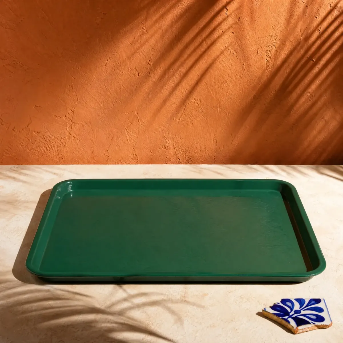 Melamine Serving Tray, Nopal, 35 × 50 cm, Nopal (deep green), main view